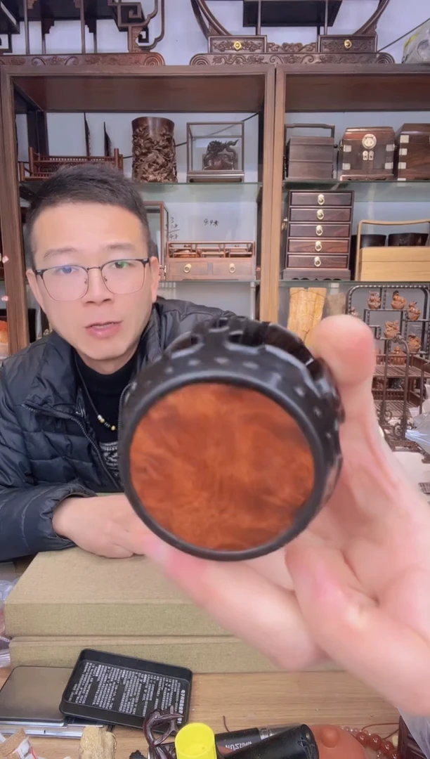 【闪购商品】乌木类书架688紫光檀嵌瘿木鼓型底座