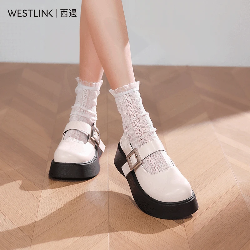 Westlink/西遇明星同款百搭鞋子女2025夏玛丽珍小皮鞋浅口单鞋子