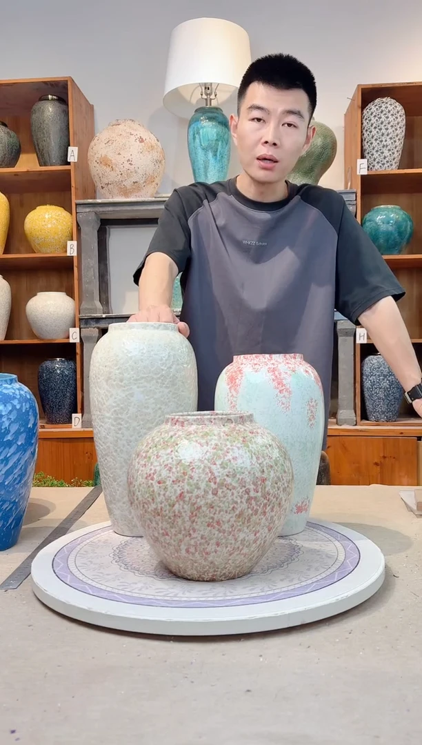 瓶陶瓷花瓶  茶白大+曼波中+绿野小 正品