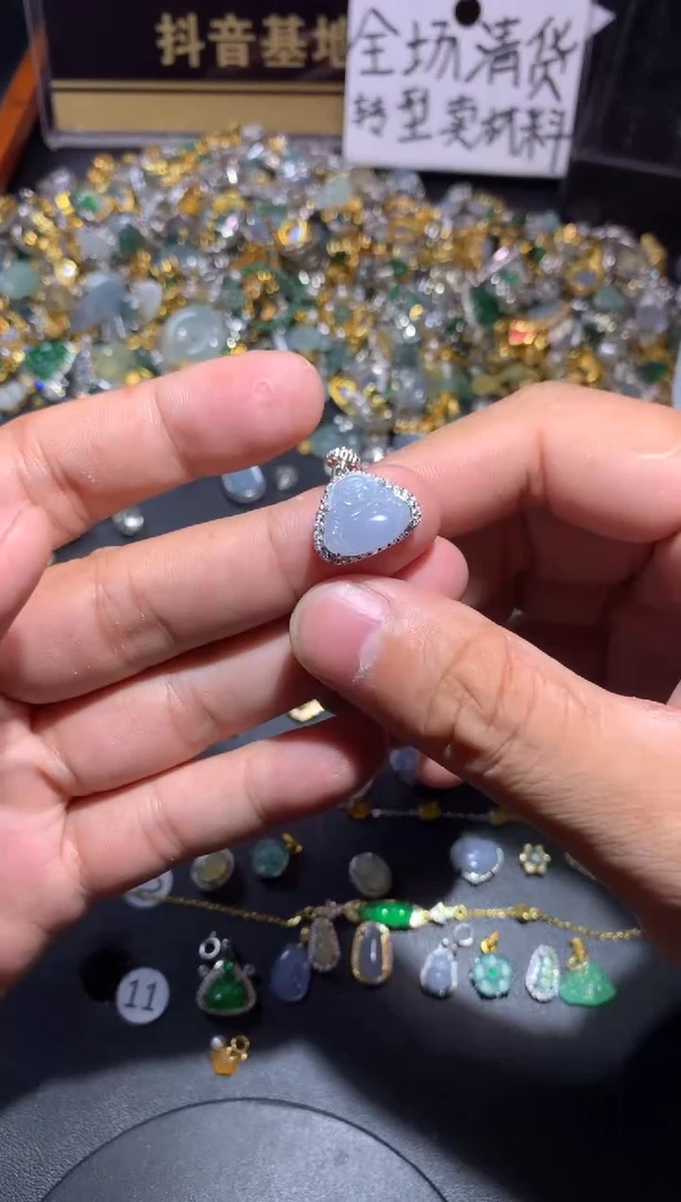 吊坠(不含链)银S925镶嵌翡翠1