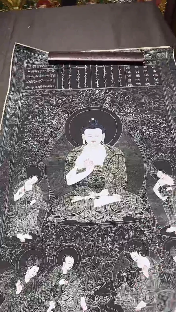 卷轴画【主播精品】高端卷轴画——唐卡AA222七佛释迦摩尼