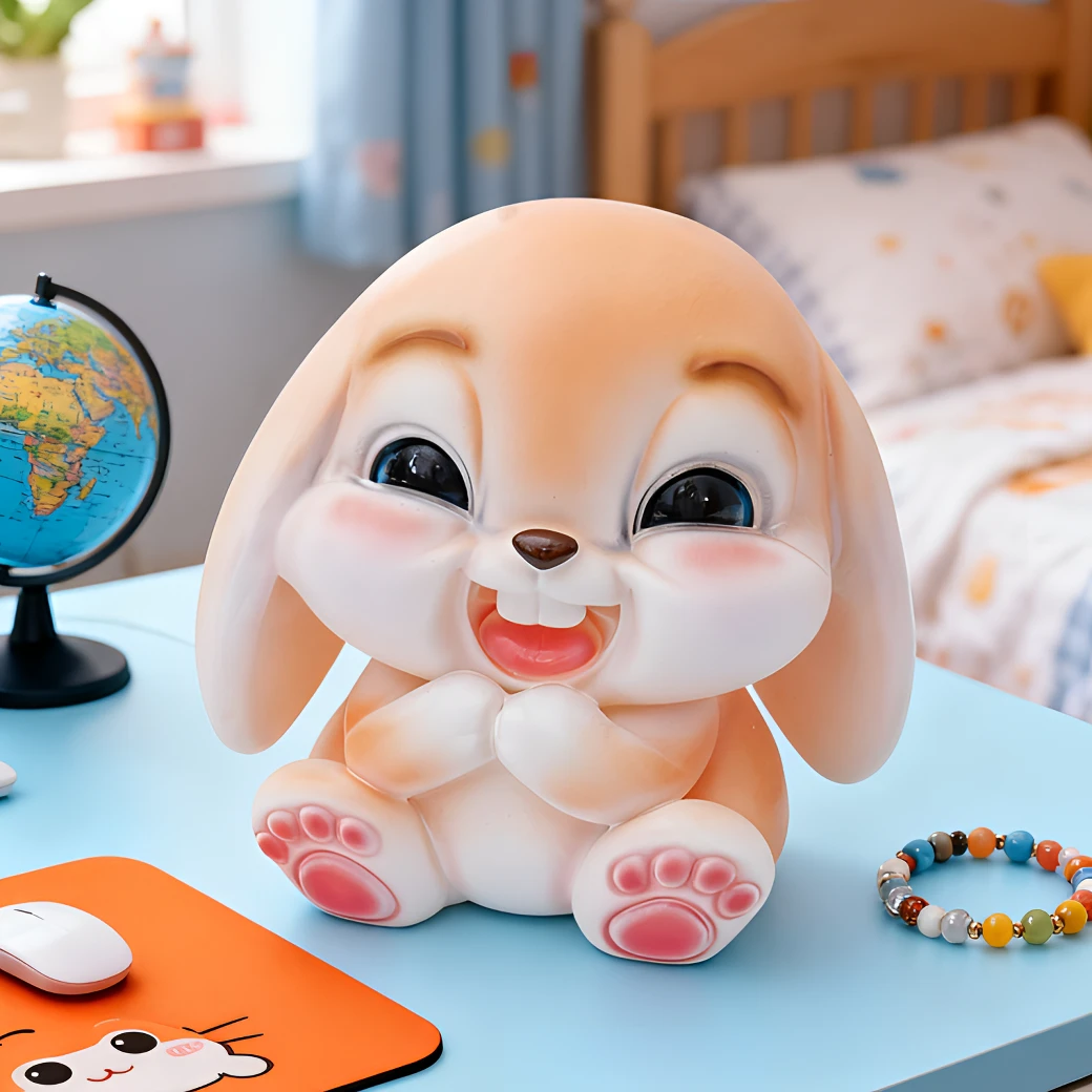 可爱垂耳兔储蓄罐可存可取存钱罐儿童女孩实用礼物只进不出储钱罐