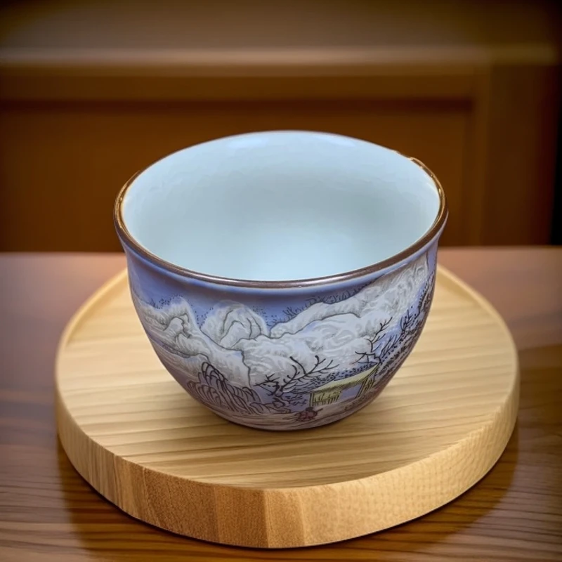 瑞雪兆丰年珐琅彩铜钱杯1755陶瓷茶杯