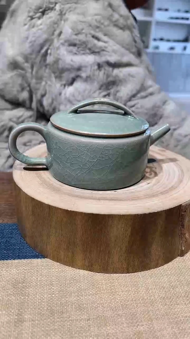 摆件瓷逍*原生态原矿青绿汉瓦