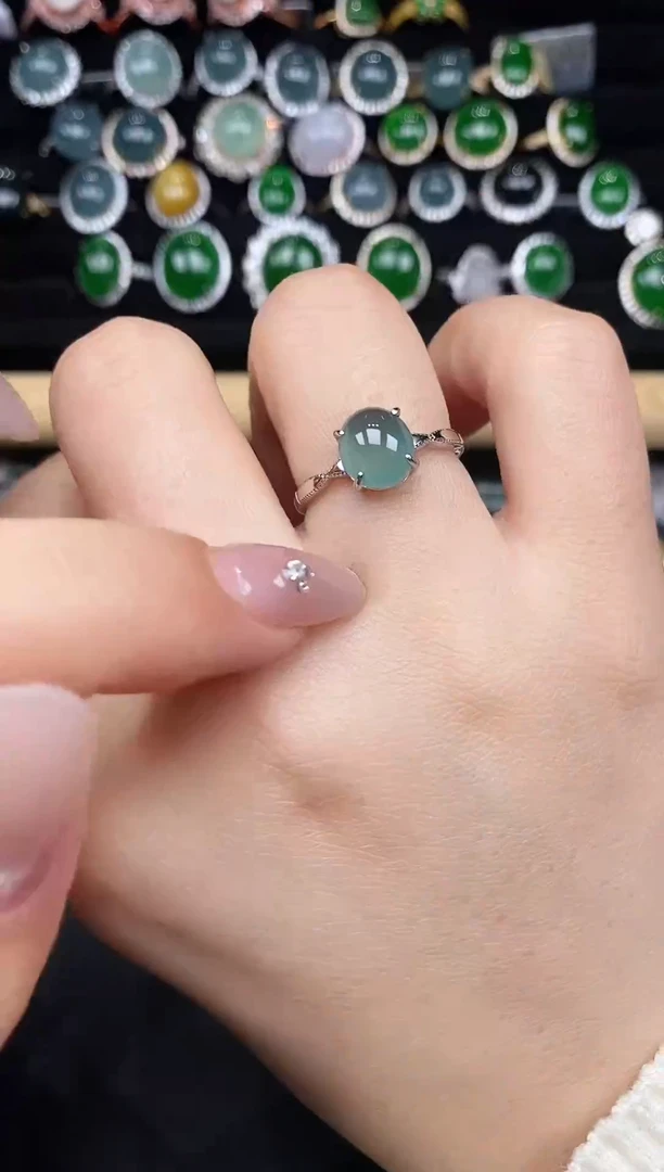 银S925镶嵌戒指翡翠37878
