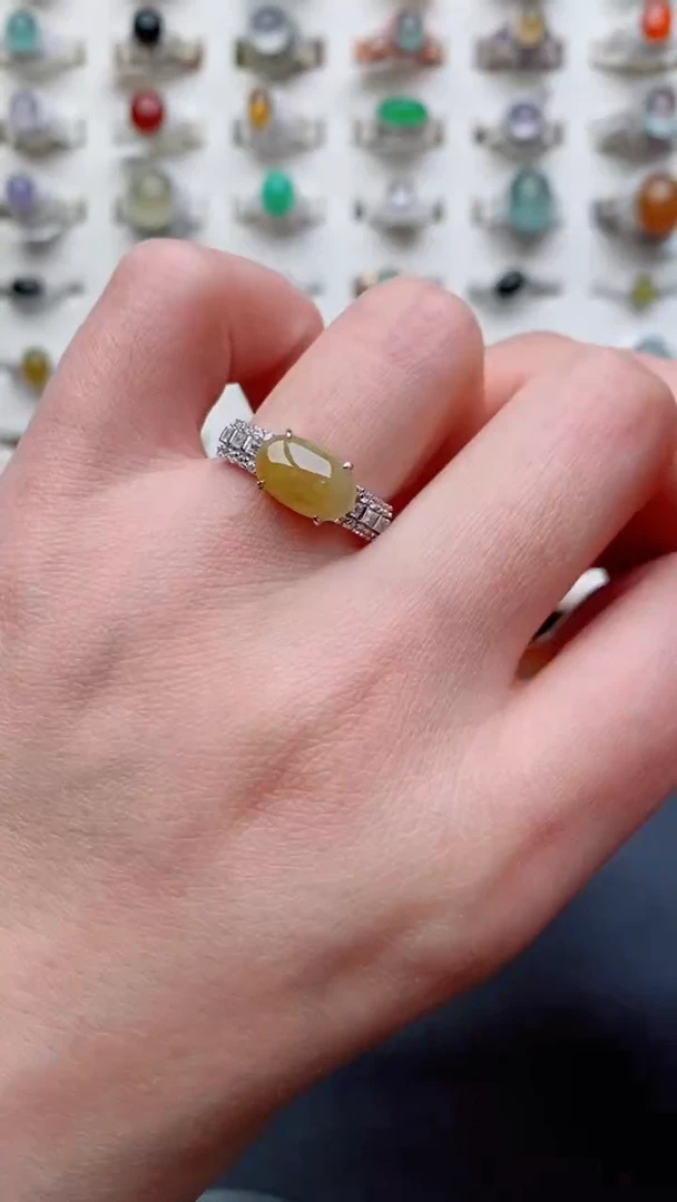 银S925镶嵌戒指翡翠...