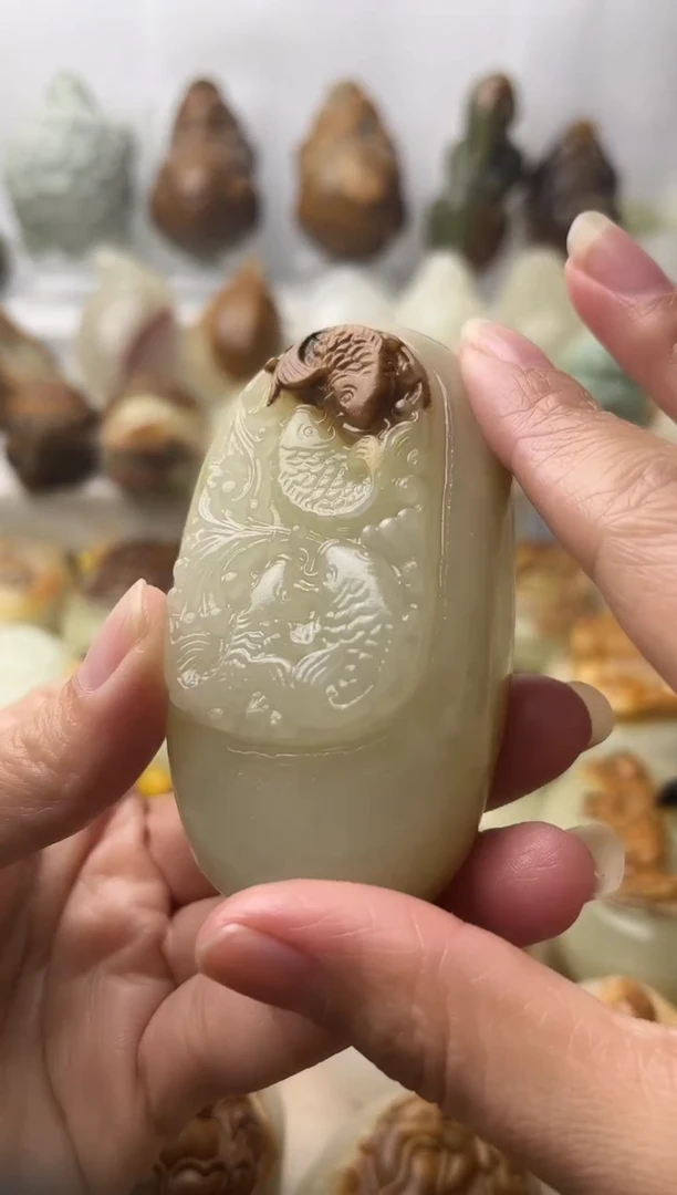 石材古青石棉纹正常不退换锦鲤鱼