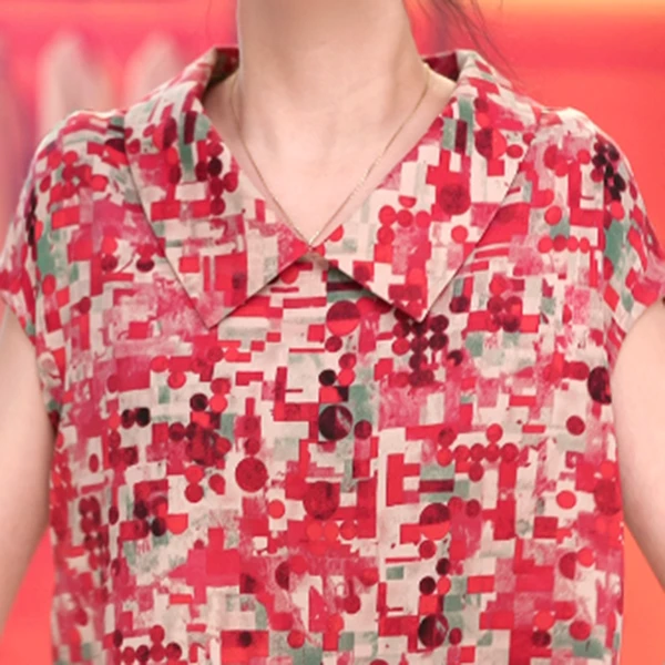 2025苏杭新款气质高端优雅显瘦高级高时尚 红色马赛克连衣裙