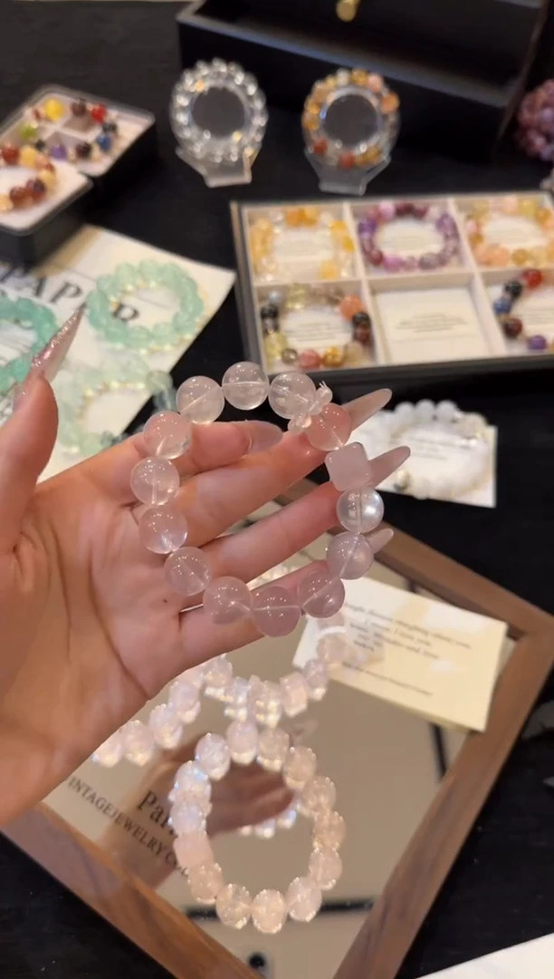 合金手链水晶粉水晶x2540