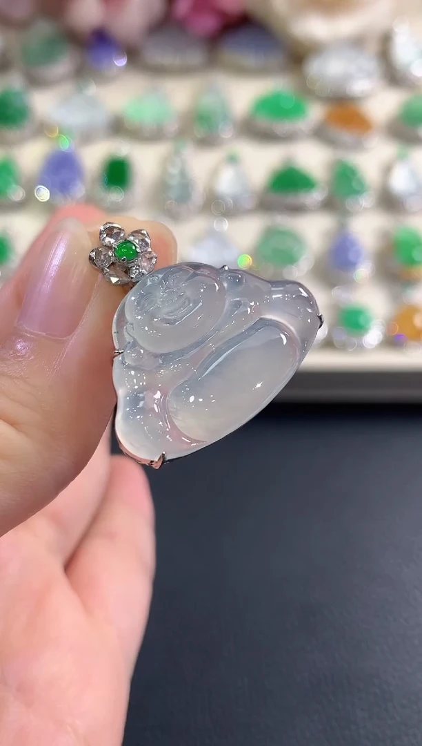 吊坠(不含链)18K金镶嵌翡翠b82