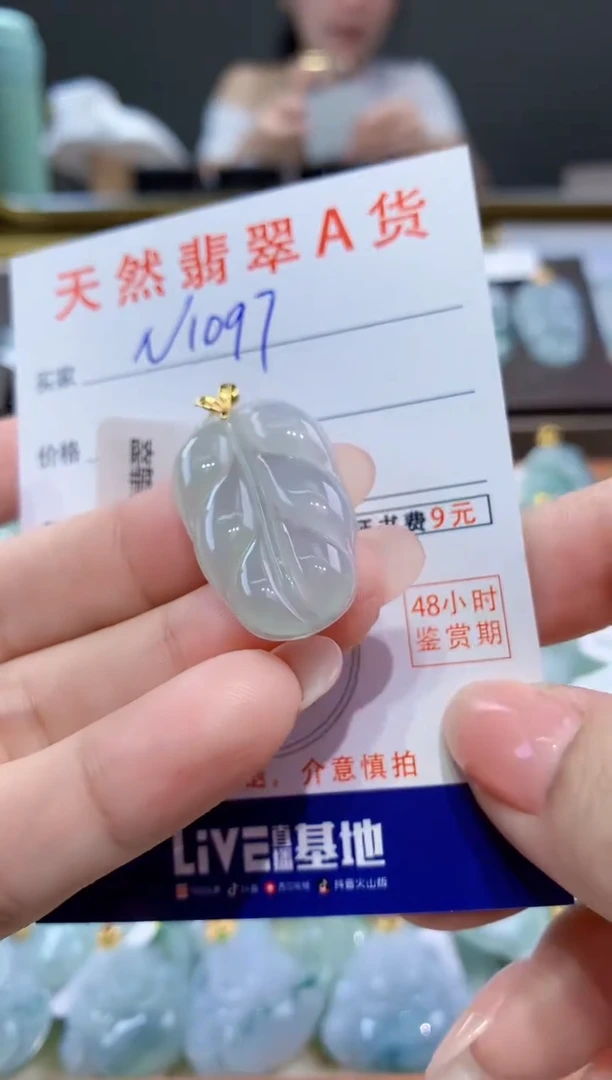 颈饰18K金镶嵌翡翠天然翡翠A货挂件