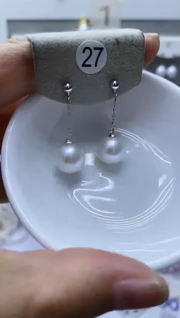银S925镶嵌淡水珍珠耳饰27