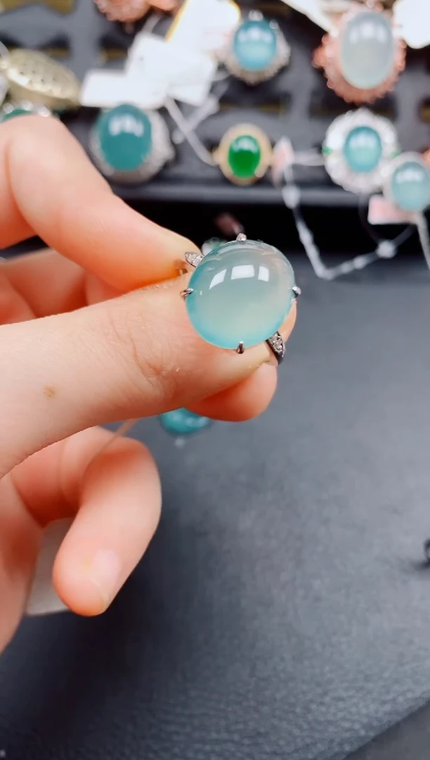 银S925镶嵌戒指翡翠翡翠