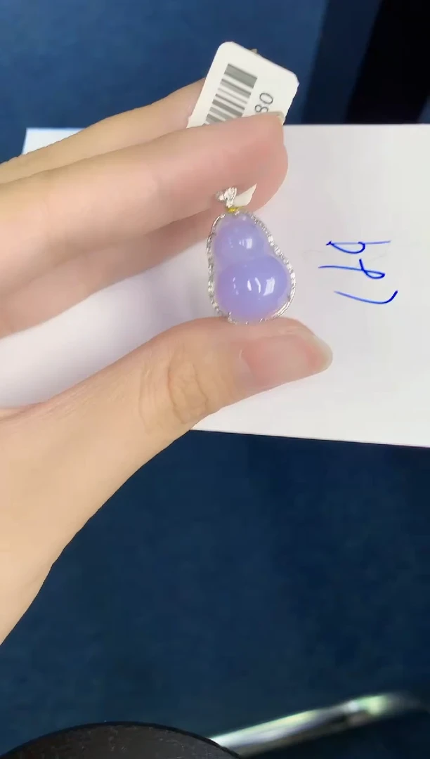 翡翠18K金镶嵌颈饰天然翡翠緬甸A貨