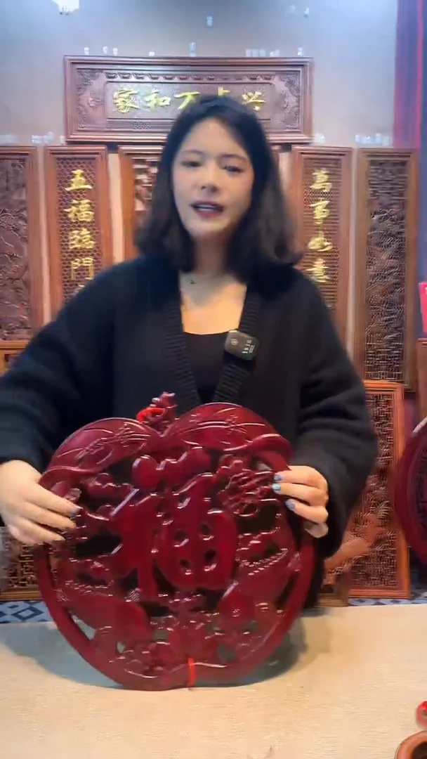 香樟木木雕款香樟木38公分苹果福酸枝色一对 配中国结