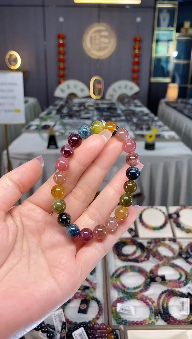 未镶嵌透体老矿碧玺单圈手串9mm+碧玺多样性发货一条hon