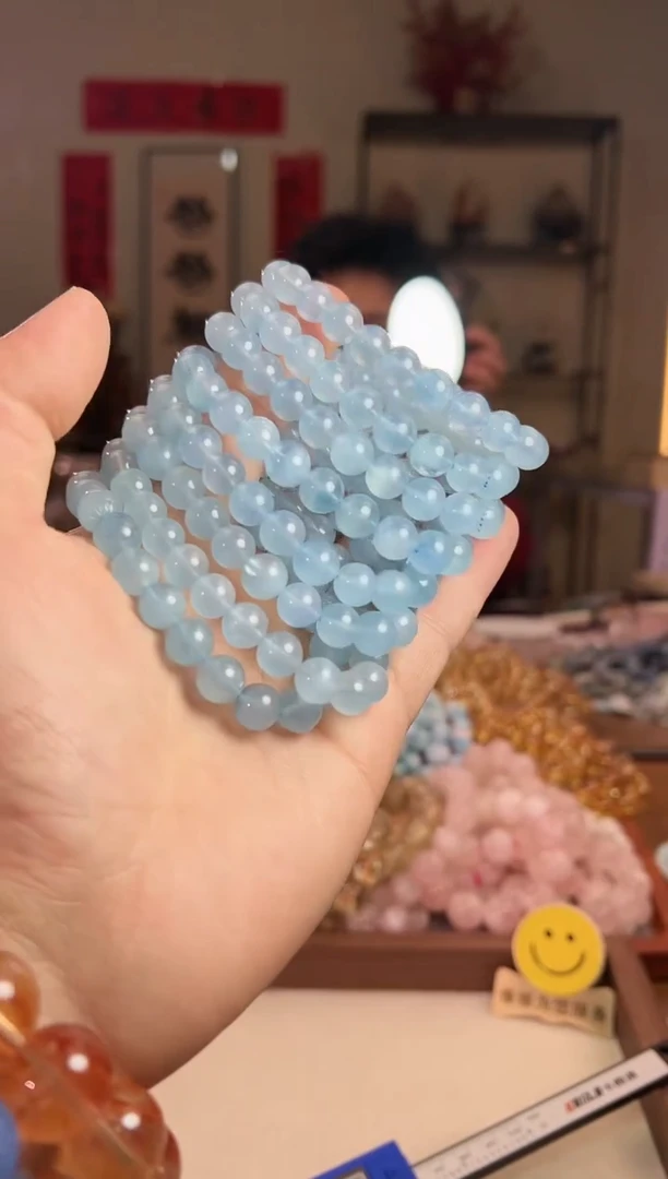 【闪购商品】海蓝宝石手串未镶嵌9+mm海蓝宝手串（多样性发其一）