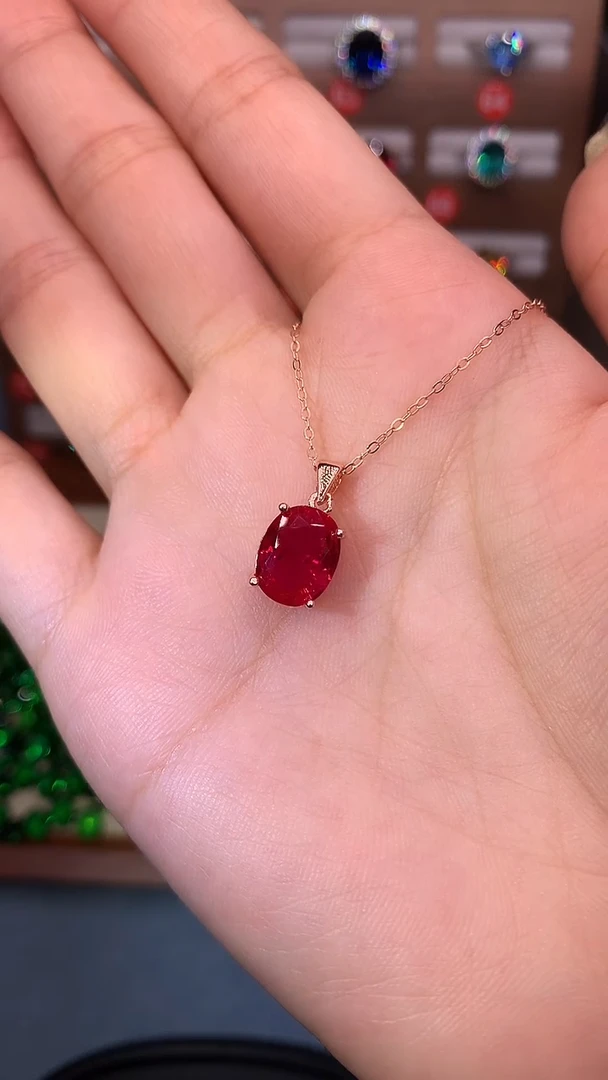 吊坠(赠链)银S925镶嵌红宝石.........