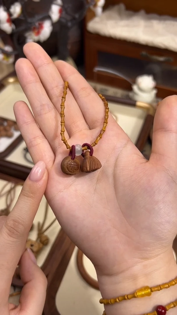 手串桃核【桃缘行】竹节「福气莲莲」桃木桃核辟、挡、驱、护 备注手围