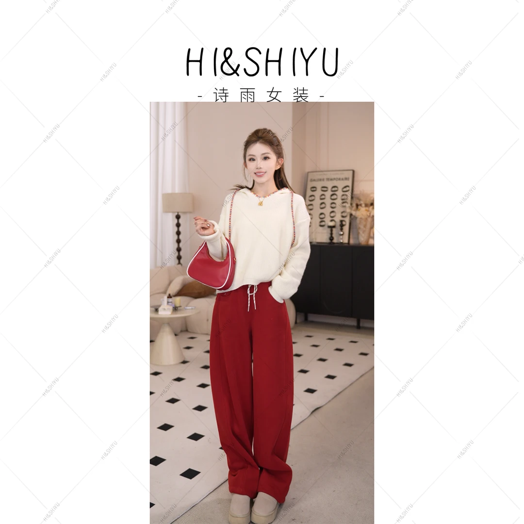 HISHIYU2025冬装新款加厚加绒时尚通勤显瘦休闲裤8801