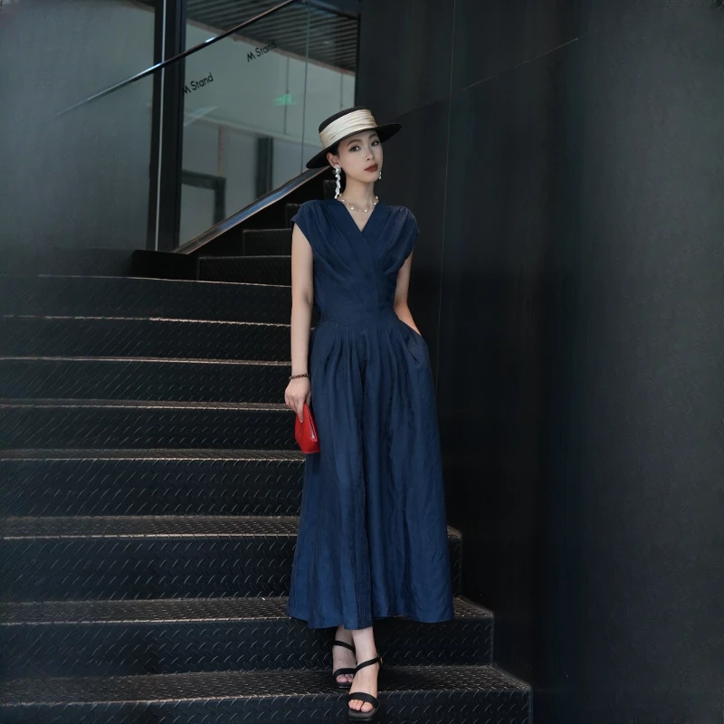 POPULARYW【芝夏记】Z·R上品屋 老钱风V领收腰设计感系带显瘦连衣裙