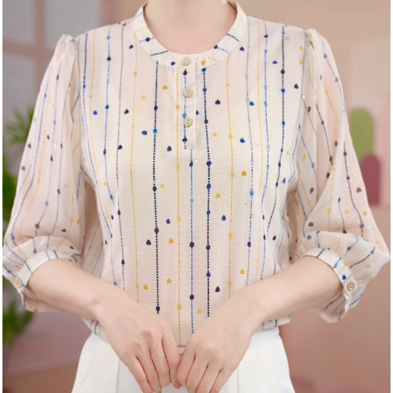 Y1420[柒柒专属]高品质气质优雅时尚碎花衬衫01