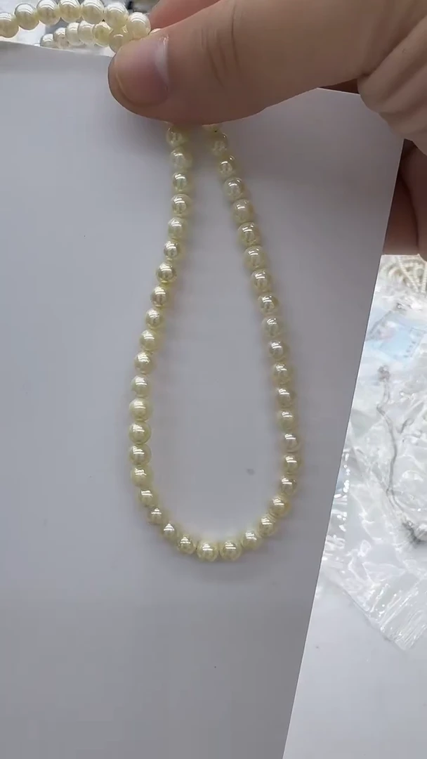 项链银S925镶嵌海水珍珠5-6mm 羽黄金-孤品