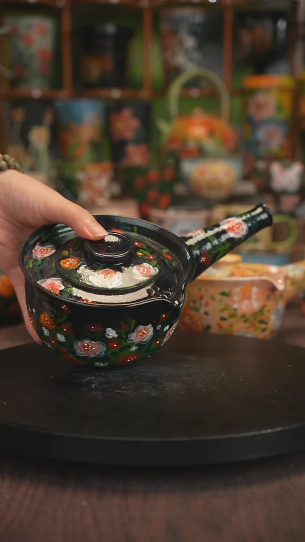紫砂油画手绘釉下彩