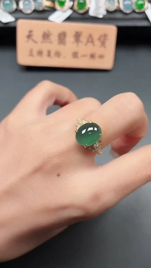 银S925镶嵌戒指翡翠111