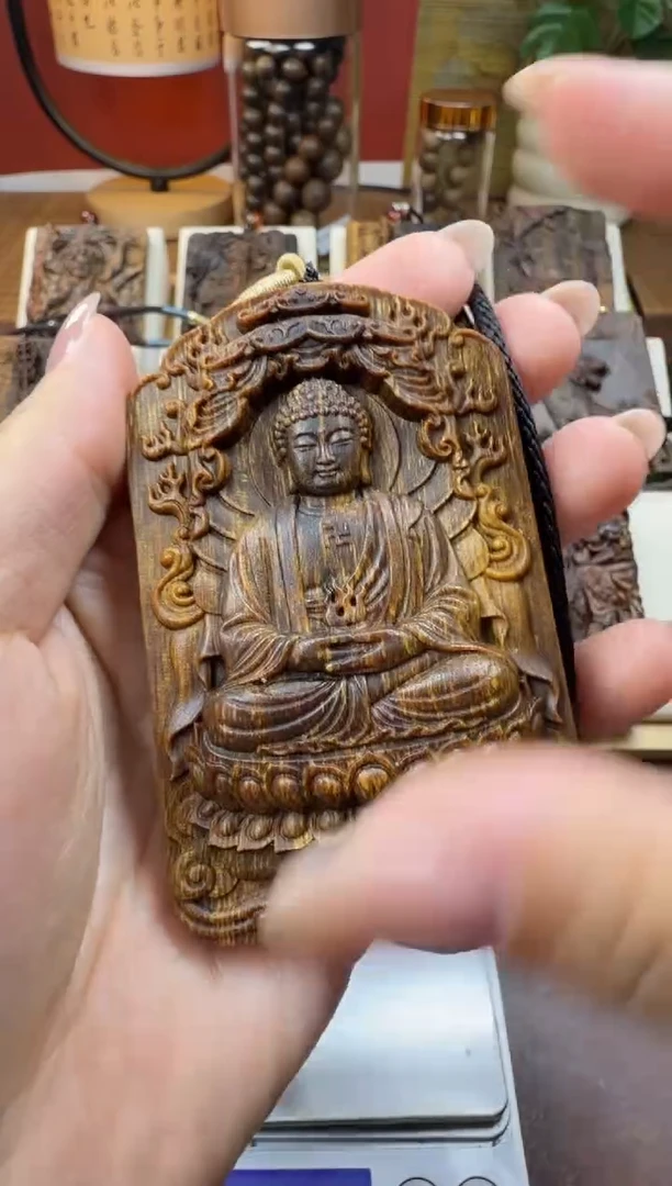 木木雕款 芽庄 十二生肖守护   羊猴 大日如来 8cm 送养香瓶