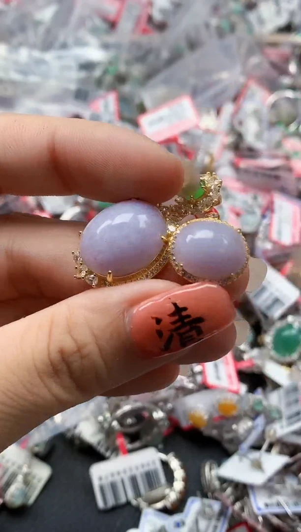 银S925镶嵌戒指翡翠天然A货缅甸翡翠