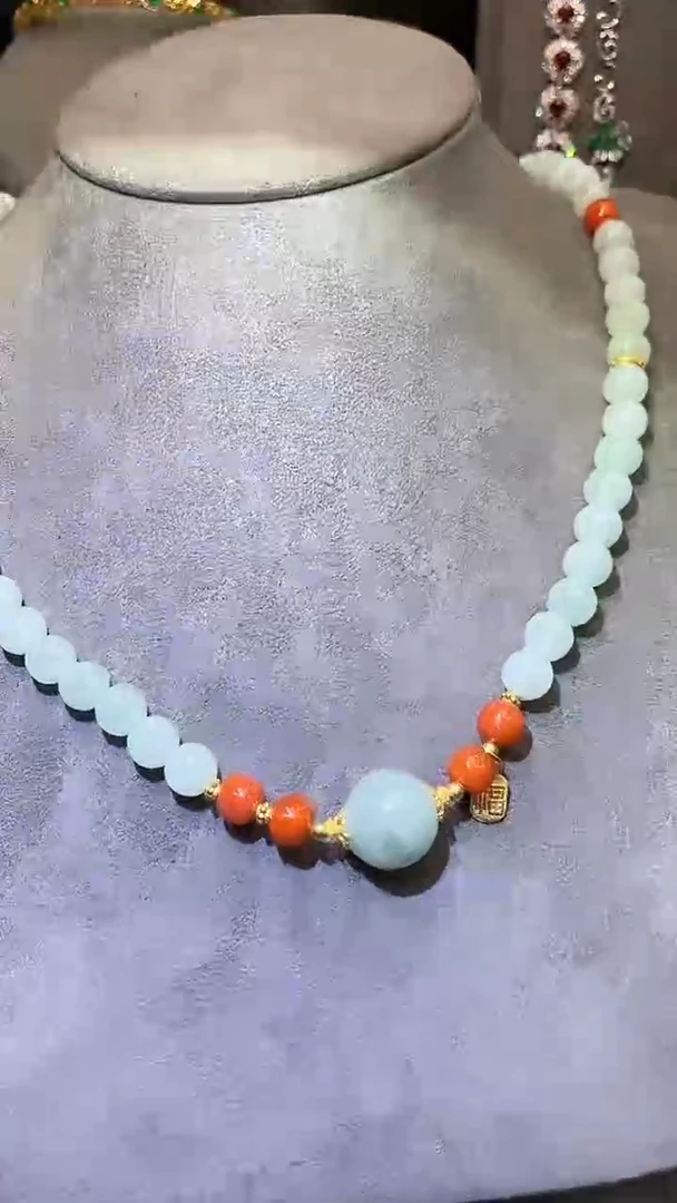 翡翠银S925镶嵌项链天然翡翠