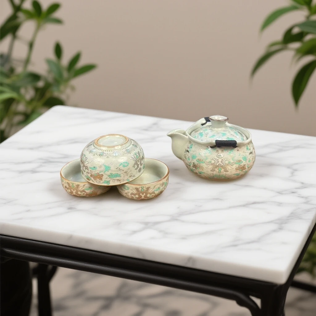 山海明珠一壶三杯(青）户外便携式家用旅行茶具