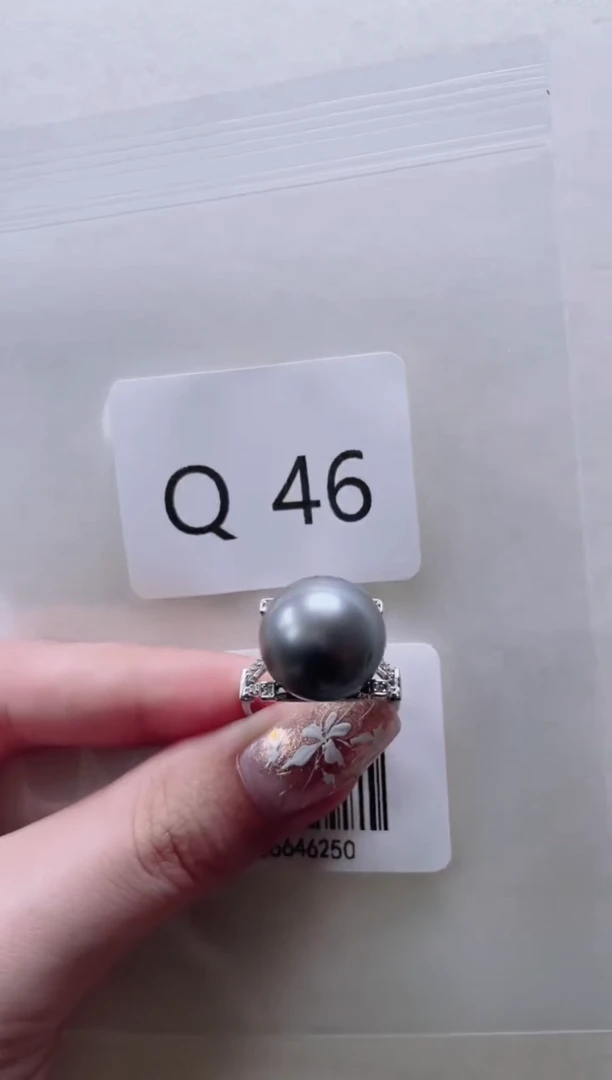 银S925镶嵌海水珍珠戒指Q46