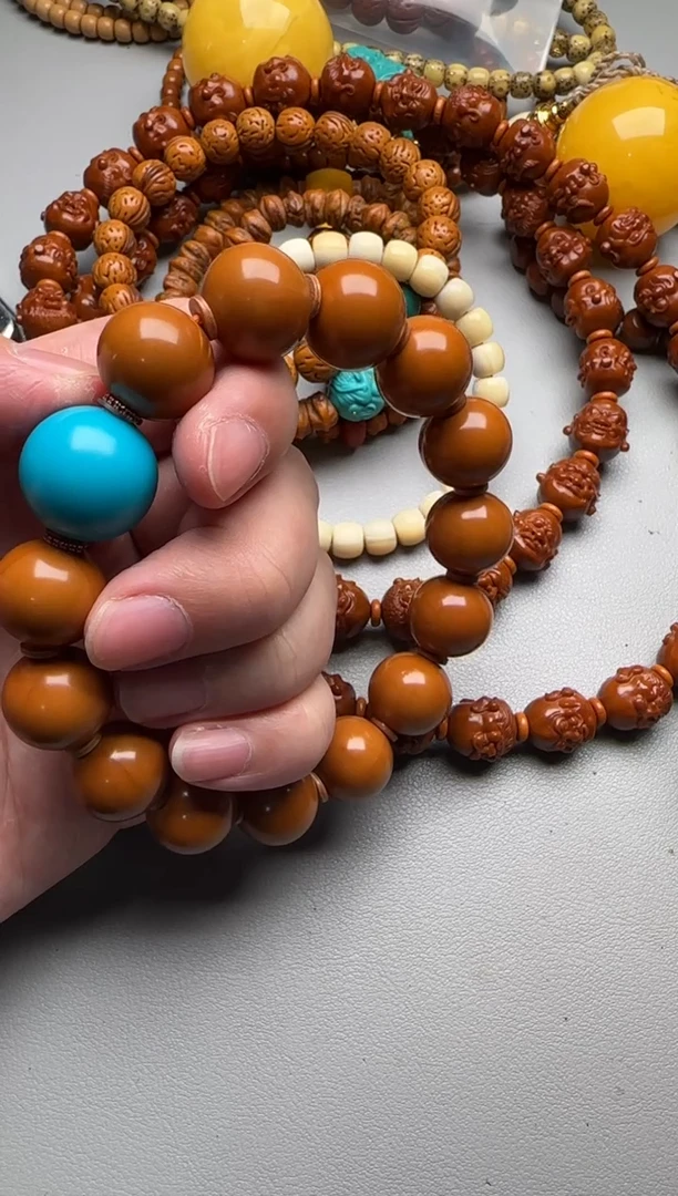 【闪购商品】菩提手串橄榄核配绿松石手串