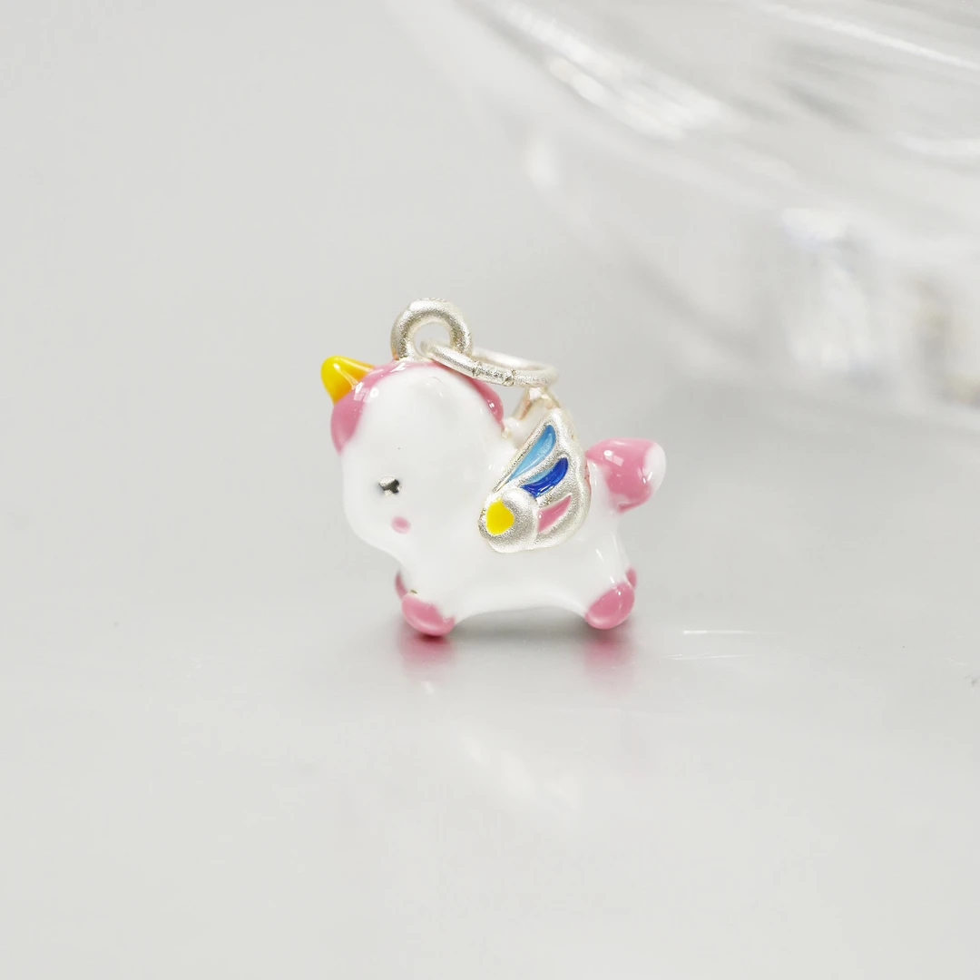 浮笙梦 足银珐琅银制品 足银999精致百搭全珐琅独角兽配件