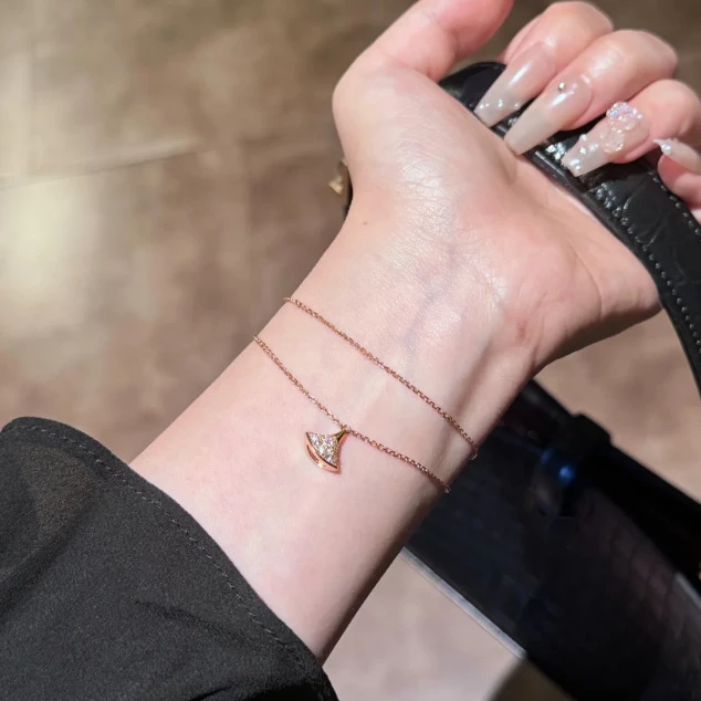 【梵璇珠宝】18k金 满钻裙子手链 k玫