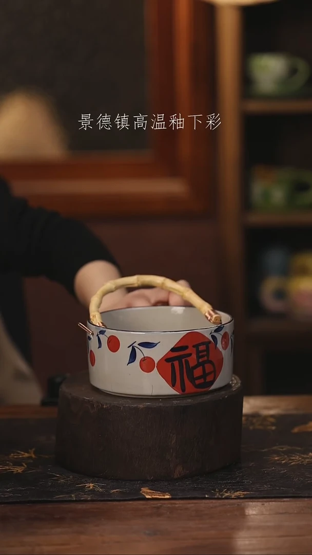 陶瓷景德镇高温釉下手绘陶瓷@L534@