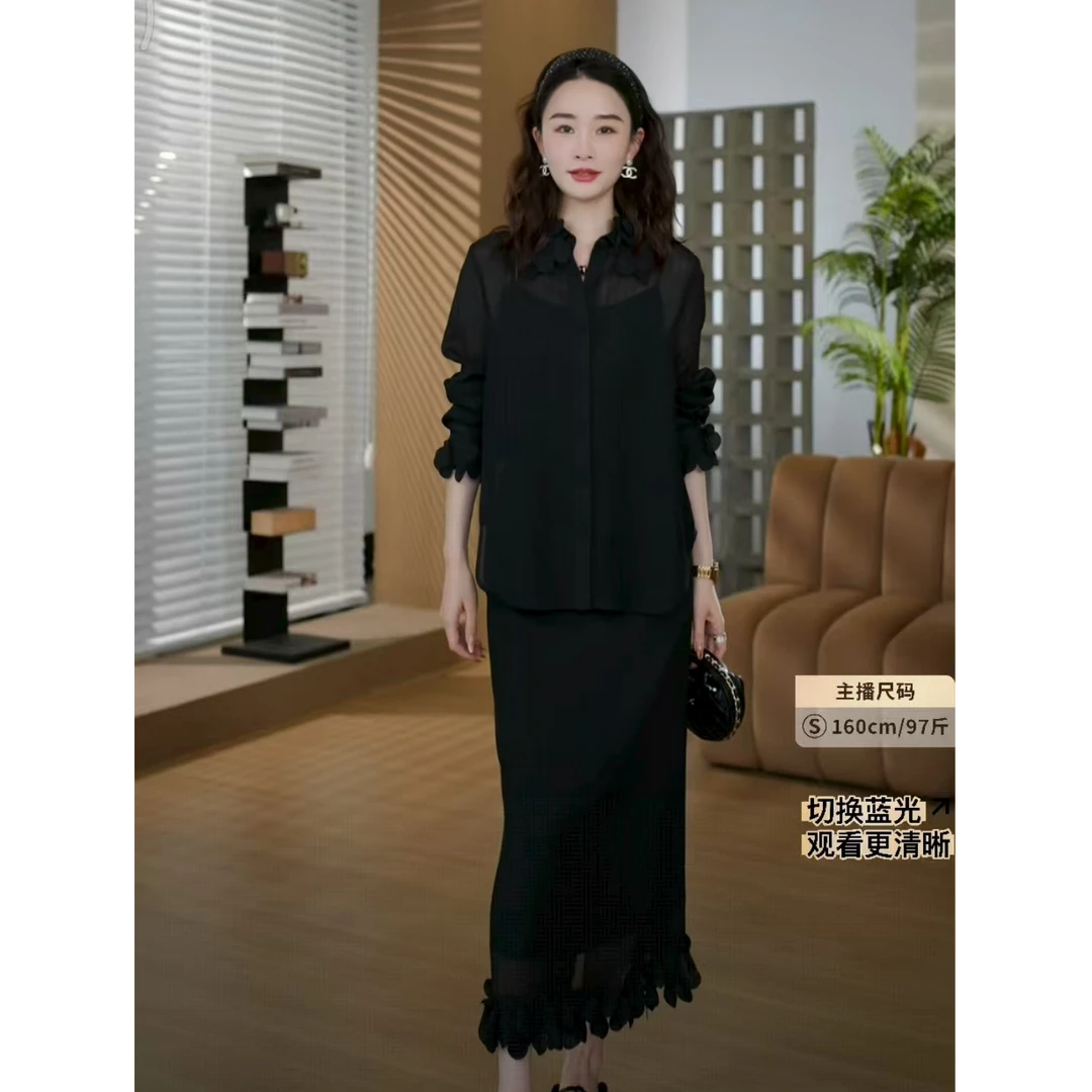 HELAAOMI “高定私服”富贵气质风重工花瓣领衬衫