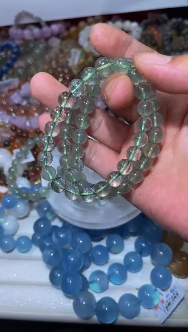 发晶手串未镶嵌L8-8mm绿发晶单圈-多样性发其一