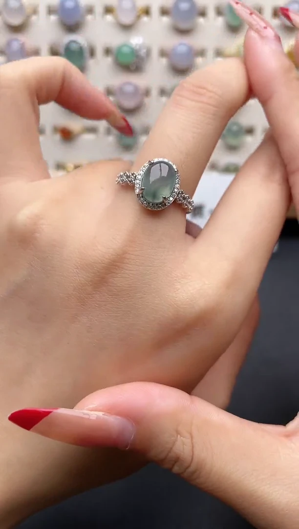 【闪购商品】翡翠戒指银S925镶嵌一物一证一礼盒