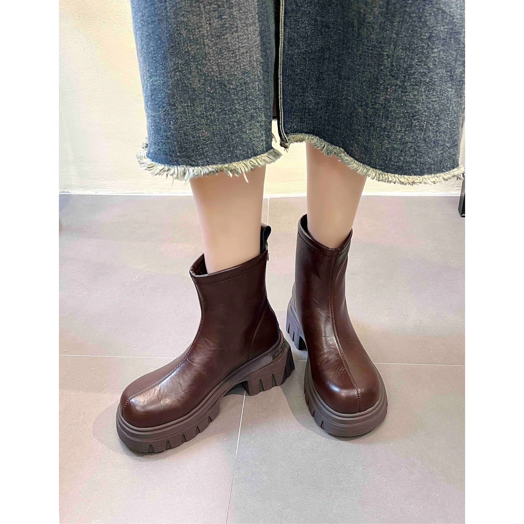 马丁靴秋冬新款厚底百搭纯色女靴027