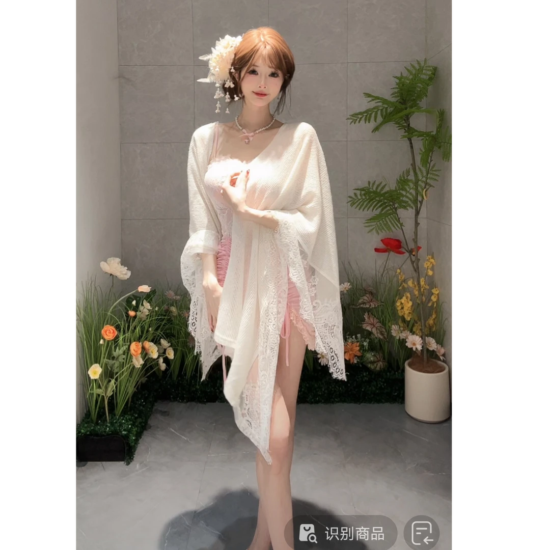 白白【锦安】【单披肩】新中式毛织蕾丝拼接披肩-SXRSX405473