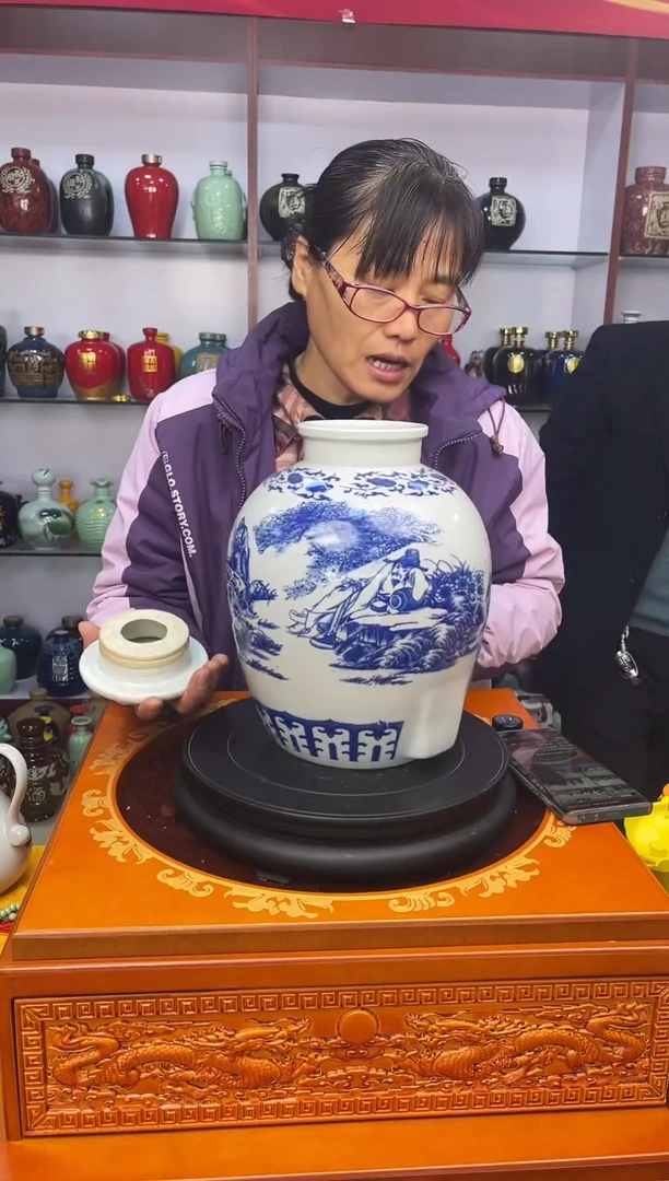 瓶瓷   10斤装大口青花       陶瓷空酒坛