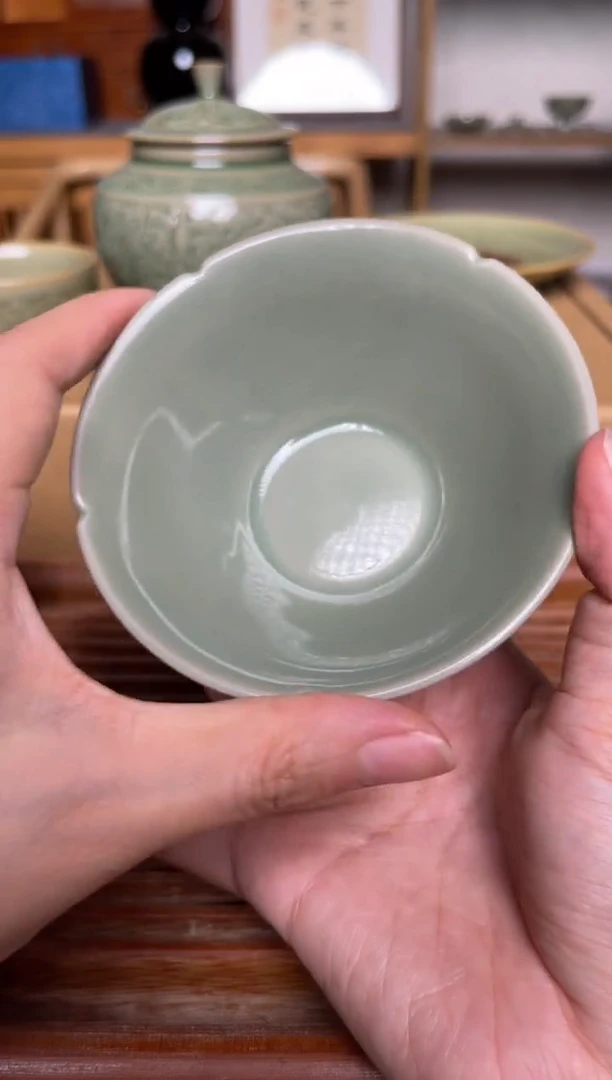 瓷器言实 纯手工半釉斗笠盏