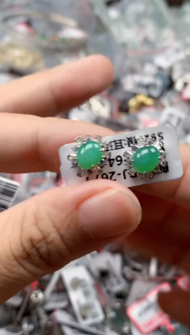 银S925镶嵌戒指翡翠天然A货缅甸翡翠