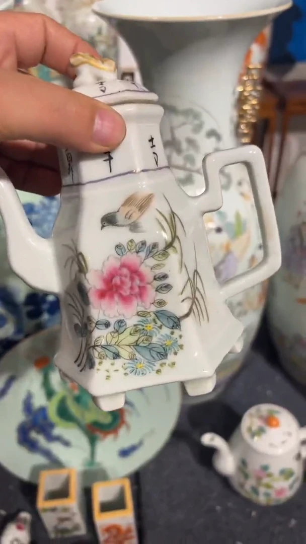 摆件瓷摆件瓷摆件花鸟酒壶