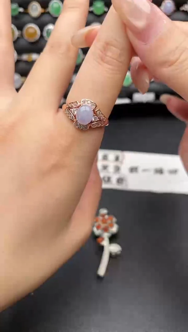 银S925镶嵌戒指翡翠一物一证一礼盒