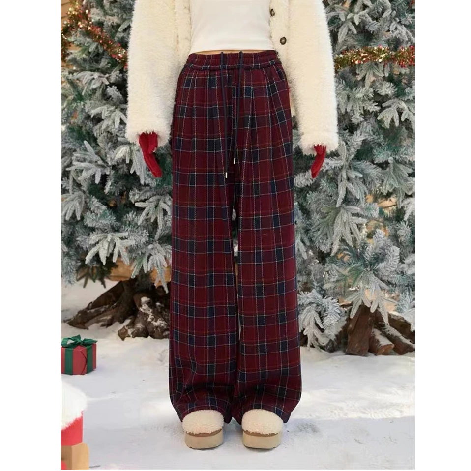 【no退no换 谨慎下单】松紧腰红格子休闲裤 Q47533