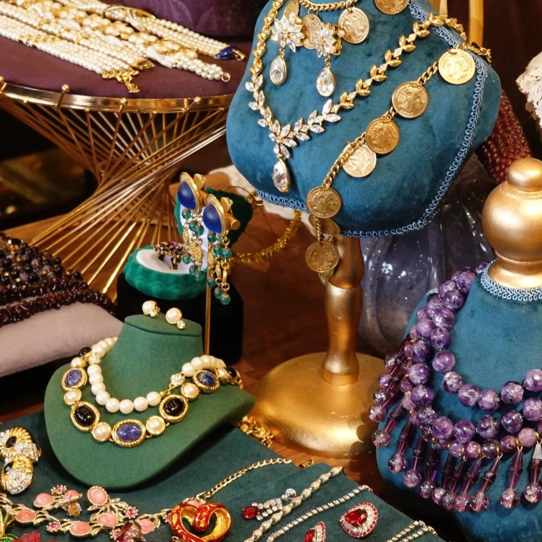 合金耳饰 中古/复古/宫廷饰品铜合金合成 锆石饰品直播专用链接